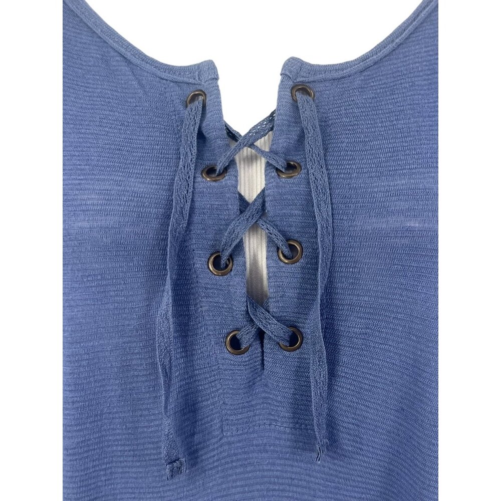 Free People Casual Boho Lace-Shoulder Lace Up Long Sleeve Top - Picture 7 of 11